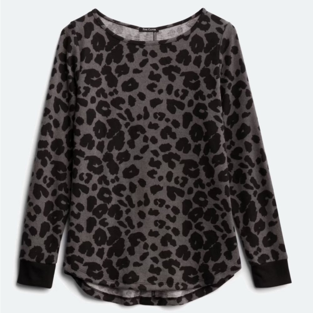 Pink Clover Abby Button Back Knit Top Black and Gray
